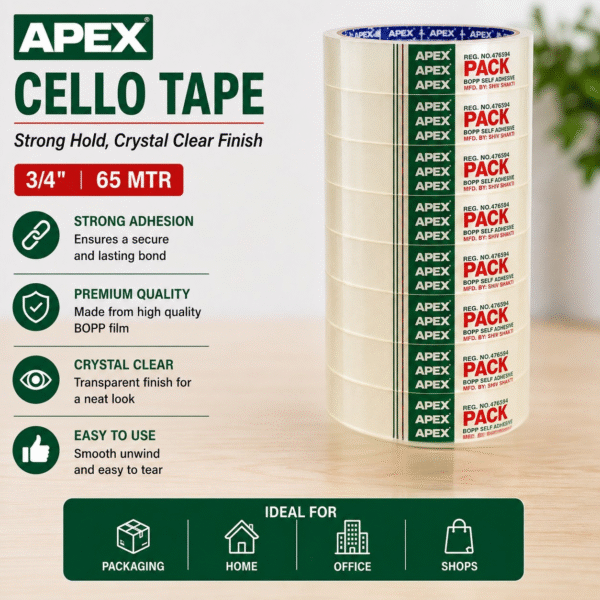 Cello Tape Apex 3/4 inch 65 Mtr