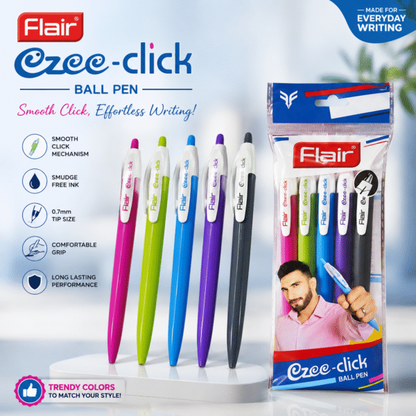 Flair Ezee Click Blue ball pens