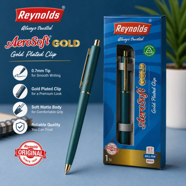 Reynolds Aerosoft Gold Blue Ball Pen