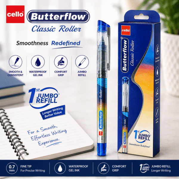 Cello Butterflow Classic Roller Blue Gel Pen
