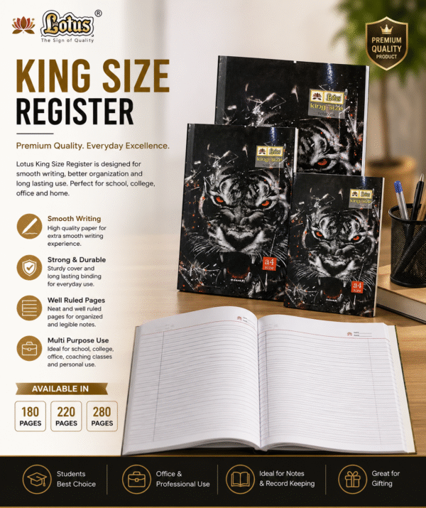 Lotus King Size Register 180, 220, 240 Pages