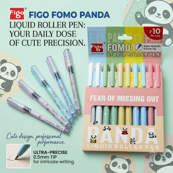 FIGO FOMO Panda Blue Roller Gel Pen